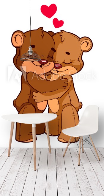 Picture of Two cute teddy bears in love